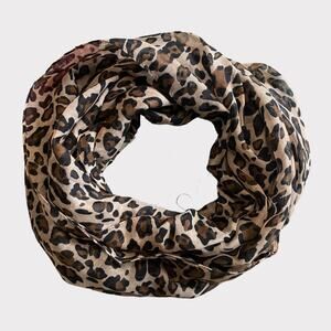 Sheer Animal Print Brown Tan Infinity Scarf 35" x 28"